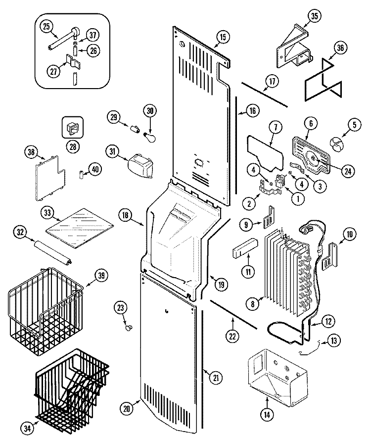 FREEZER COMPARTMENT Diagram and Parts List for JCD2289ATW  Jenn-Air Refrigerator