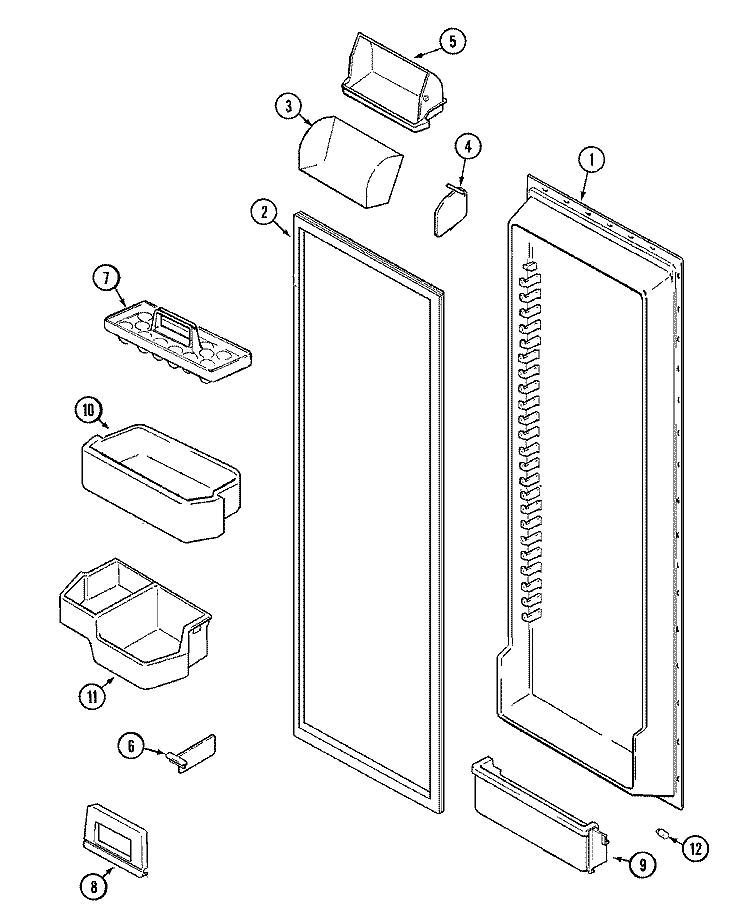 FRESH FOOD INNER DOOR Diagram and Parts List for MSD2556AEB  Maytag Refrigerator