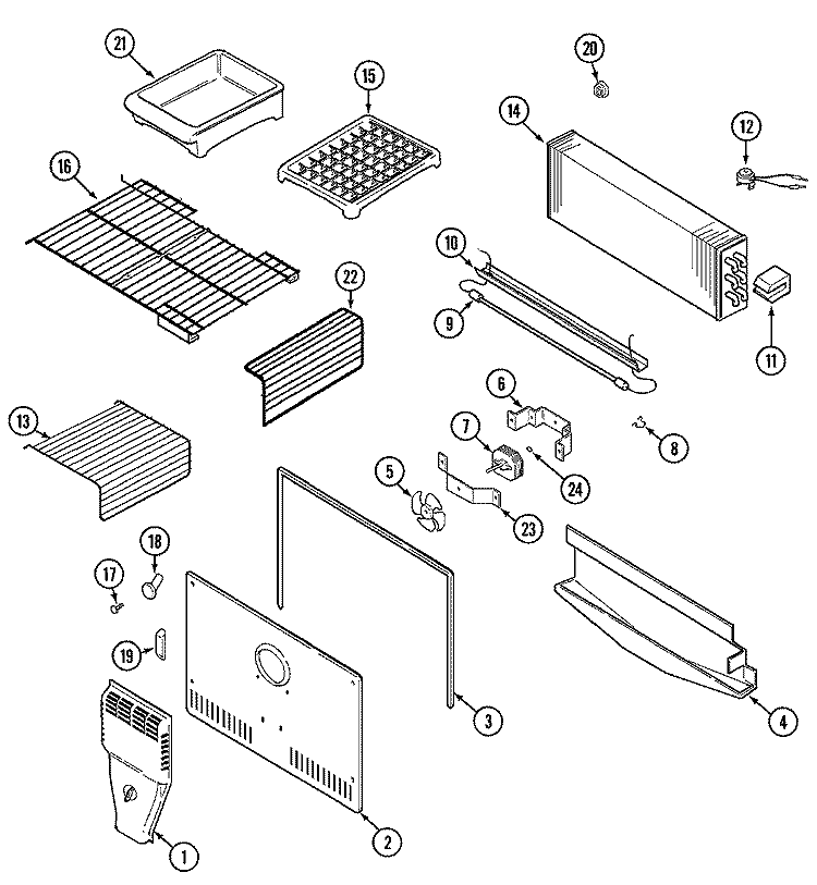 FREEZER COMPARTMENT Diagram and Parts List for GT2425PDDW  Amana Refrigerator