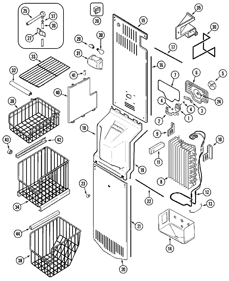 FREEZER COMPARTMENT Diagram and Parts List for JSD2989AEW  Jenn-Air Refrigerator