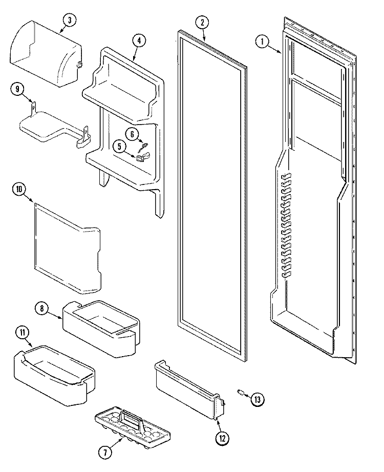 FRESH FOOD INNER DOOR Diagram and Parts List for MSD2957AEA  Maytag Refrigerator