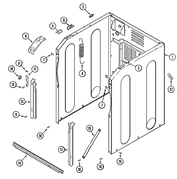 CABINET - FRONT Diagram and Parts List for MAH3000AGW  Maytag Washer