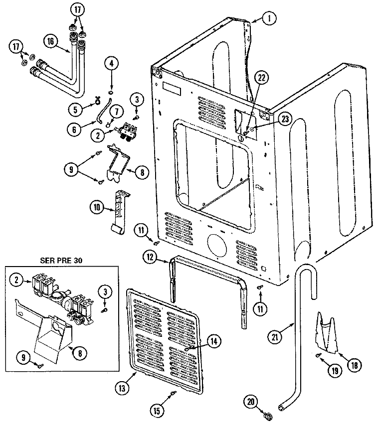 CABINET - REAR Diagram and Parts List for MAH3000AGW  Maytag Washer
