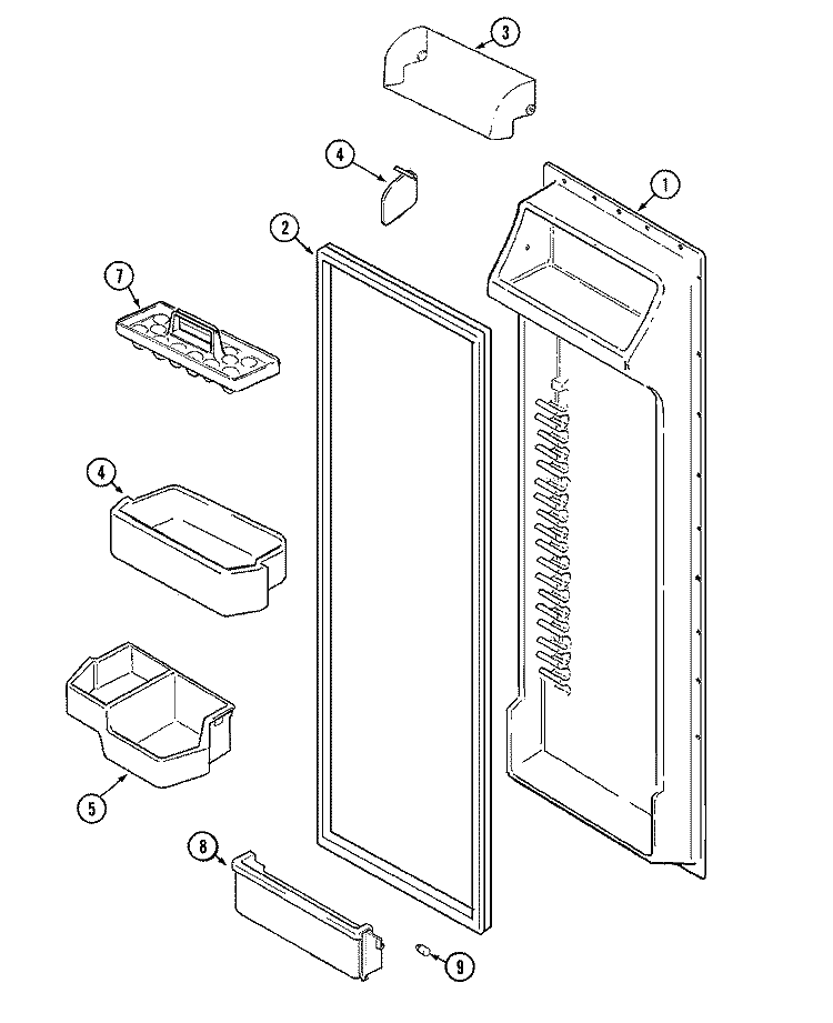 FRESH FOOD INNER DOOR Diagram and Parts List for MSD2754DRA  Maytag Refrigerator