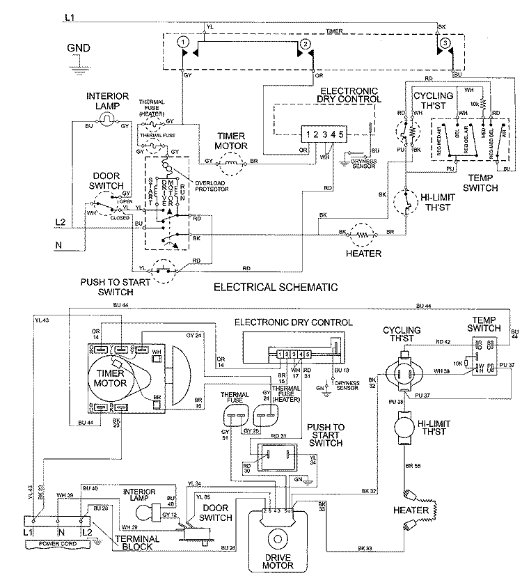 WIRING INFORMATION Diagram and Parts List for MDE7600AZQ  Maytag Dryer