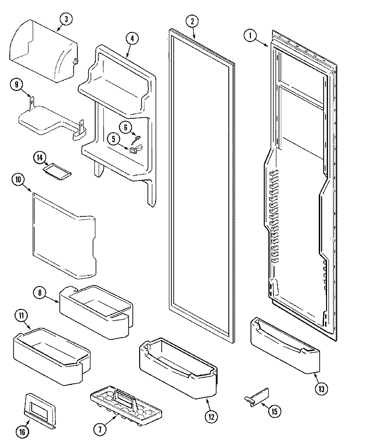 FRESH FOOD INNER DOOR Diagram and Parts List for JCD2289ATW  Jenn-Air Refrigerator
