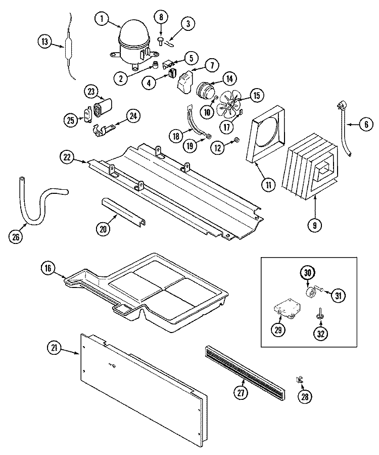 COMPRESSOR Diagram and Parts List for GT2688PKCW  Maytag Refrigerator