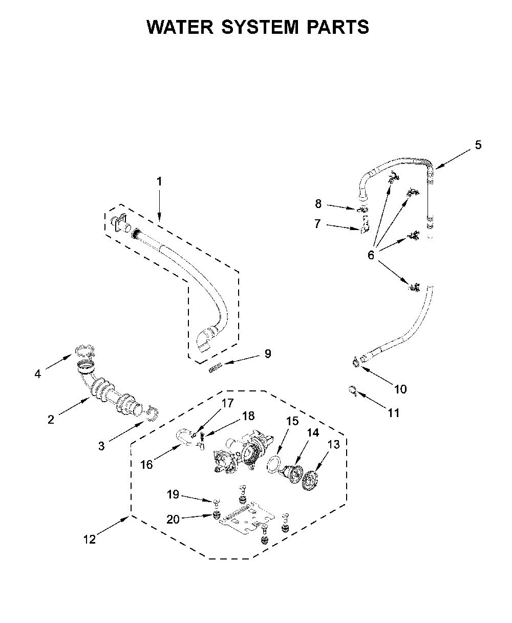 Water system parts Diagram and Parts List for MHW6630HW2  Maytag Washer
