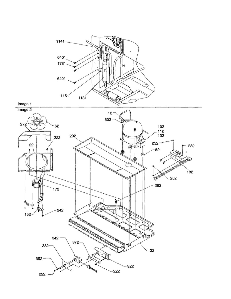 Machine Compartment Diagram and Parts List for BC21V1C-P1325027WC  Amana Refrigerator