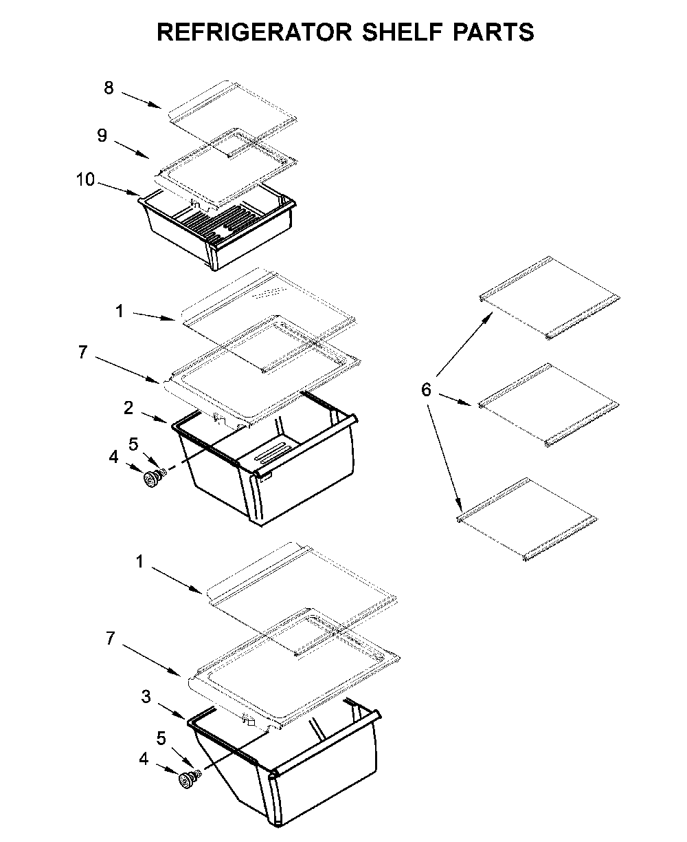 Refrigerator Shelf Parts Diagram and Parts List for 1064641173711  Kenmore Refrigerator
