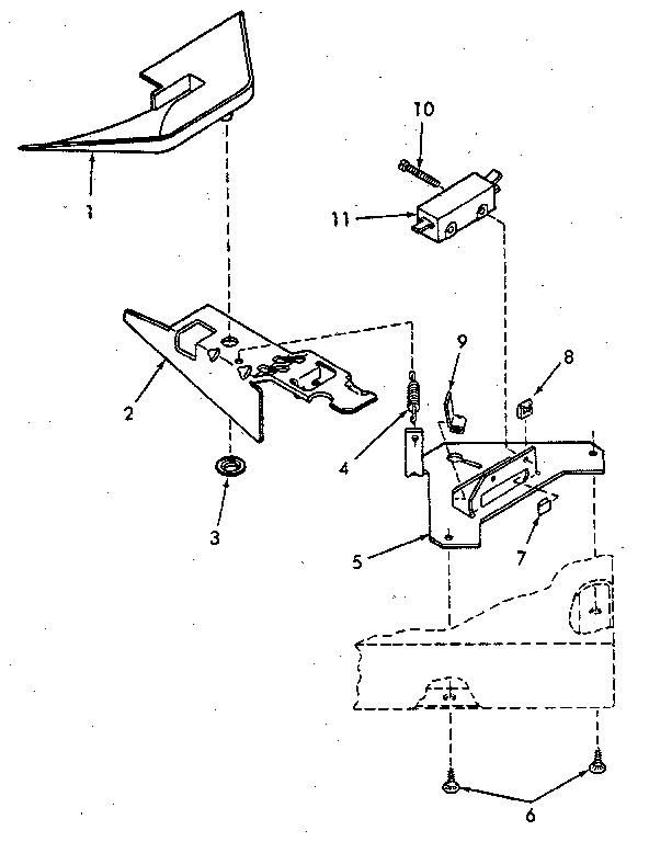Loading Door Switch And Bracket Assembly Diagram and Parts List for NA6621W33821  Speed Queen Washer