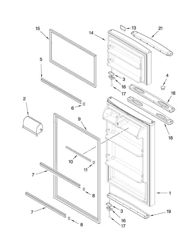 Door Parts Diagram and Parts List for ATF1822MRB00  Amana Refrigerator