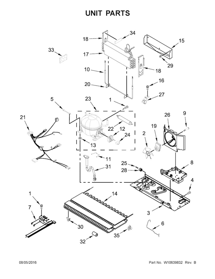 Unit Parts Diagram and Parts List for ABB1924BRM00  Amana Refrigerator