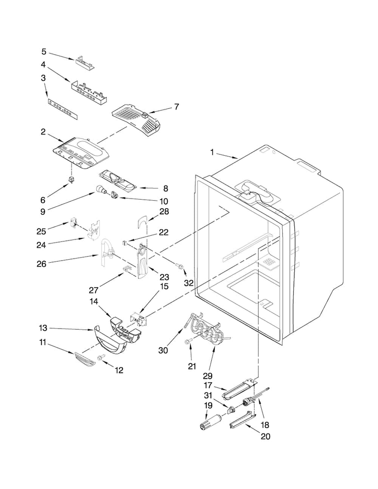Refrigerator Liner Parts Diagram and Parts List for JBR2088WEM0  Jenn-Air Refrigerator