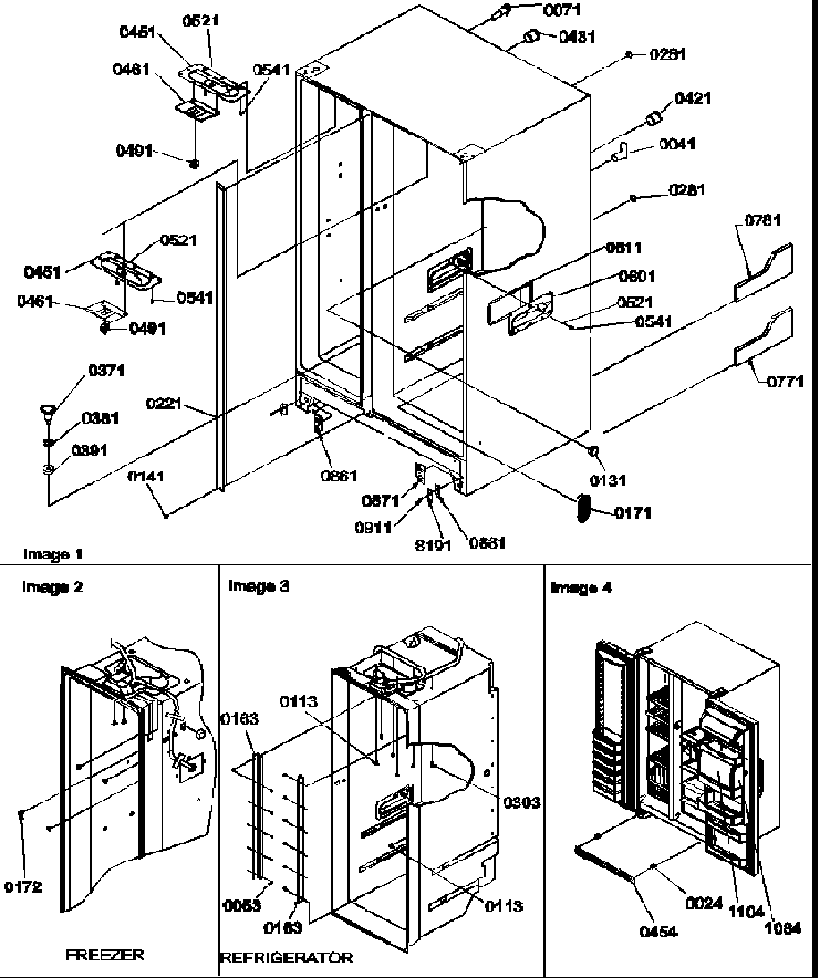 Cabinet Parts & Toe Grille Diagram and Parts List for 58635-P1317501WE  Amana Refrigerator
