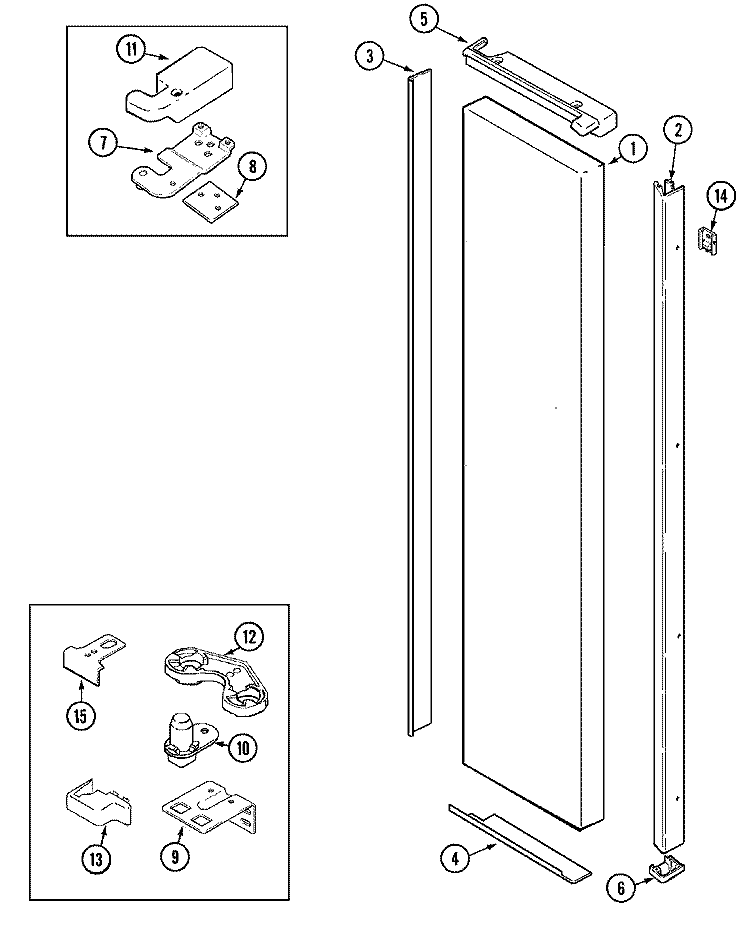FREEZER OUTER DOOR Diagram and Parts List for GC2328PED3  Maytag Refrigerator