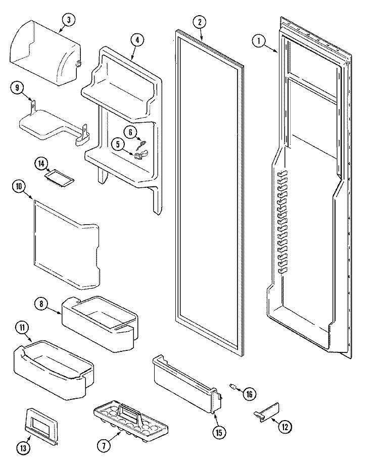 FRESH FOOD INNER DOOR Diagram and Parts List for JSD2989AEW  Jenn-Air Refrigerator