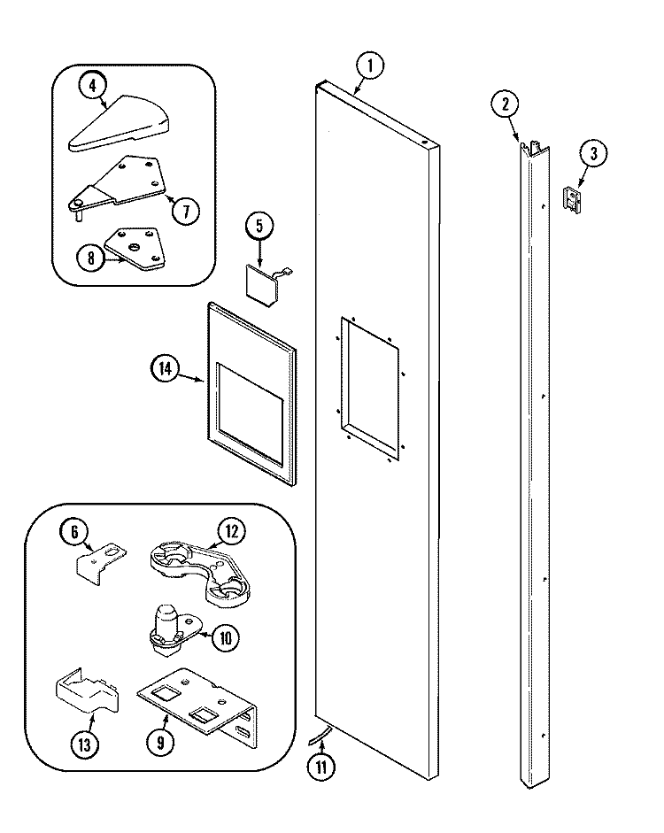FREEZER OUTER DOOR Diagram and Parts List for KGU6695  Maytag Refrigerator