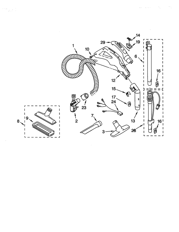Hose And Attachments Diagram and Parts List for 11620512001  Kenmore Canister Vacuum