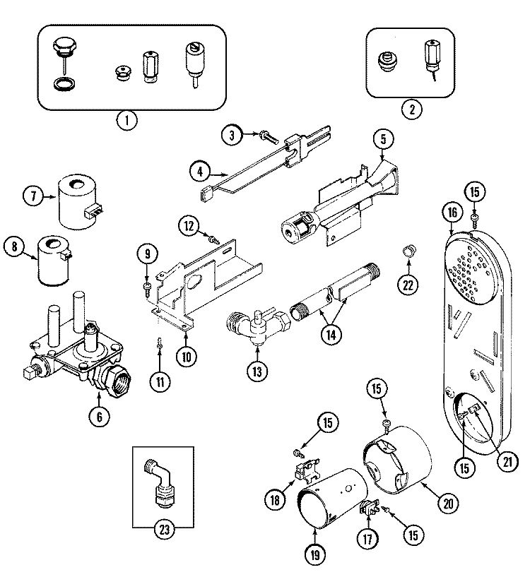 GAS VALVE (DRYER) Diagram and Parts List for MHW2000AWW  Maytag Washer Dryer Combo