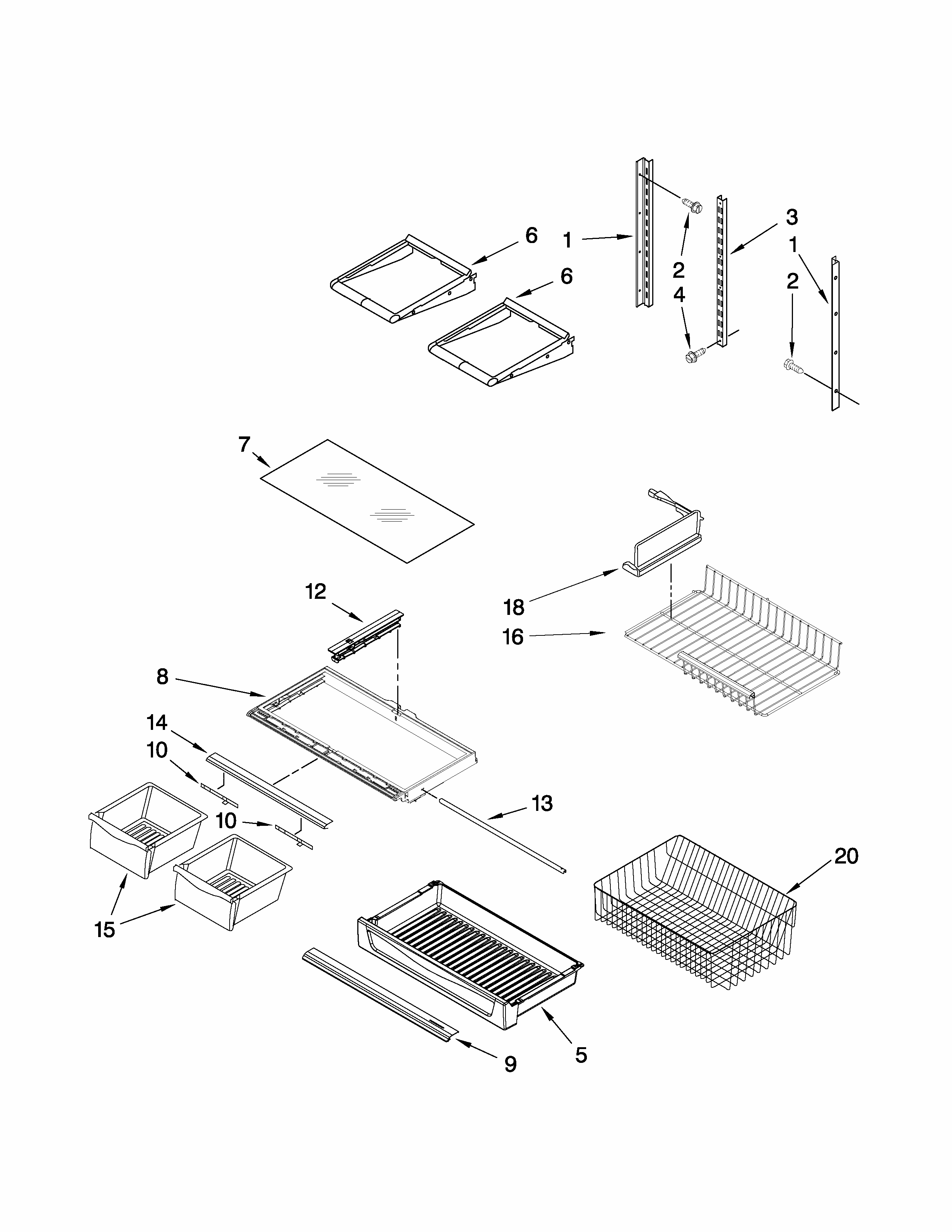 Shelf Pa Diagram and Parts List for GB6526FEAW1  Maytag Refrigerator