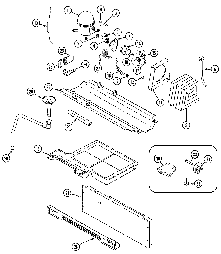 COMPRESSOR Diagram and Parts List for GC2328PED3  Maytag Refrigerator