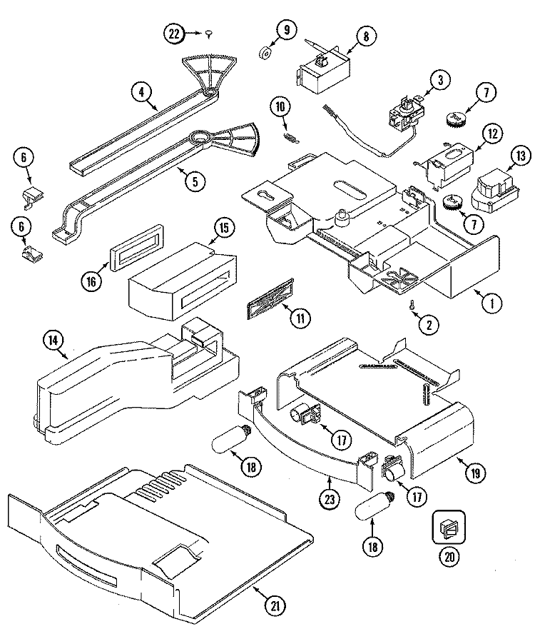 CONTROLS Diagram and Parts List for GS2121NEDA  Maytag Refrigerator