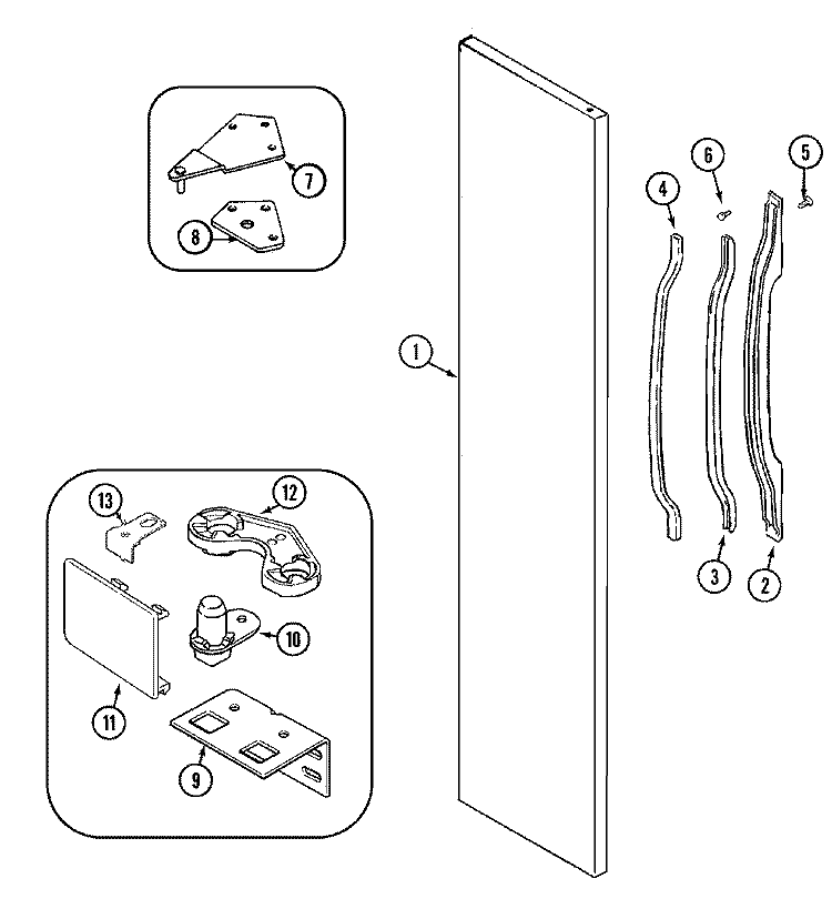 FREEZER OUTER DOOR Diagram and Parts List for GS2121NEDA  Maytag Refrigerator