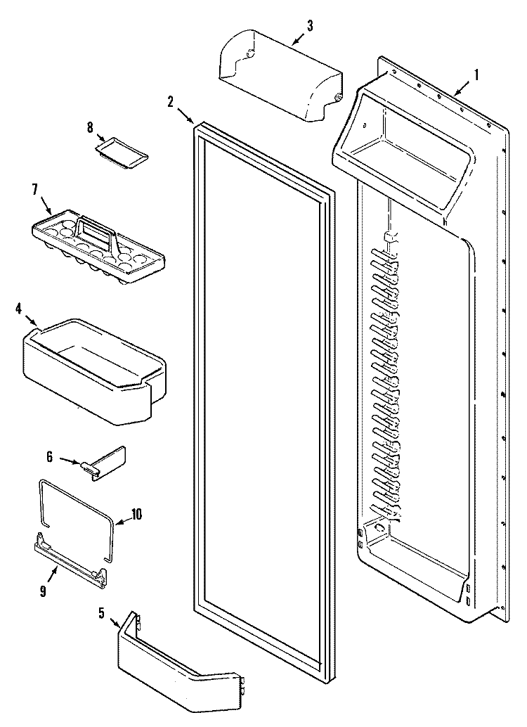 FRESH FOOD INNER DOOR Diagram and Parts List for GS2414CXFW  Maytag Refrigerator