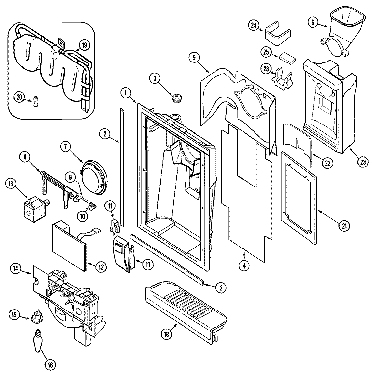 FOUNTAIN Diagram and Parts List for GC2227EED5  Maytag Refrigerator