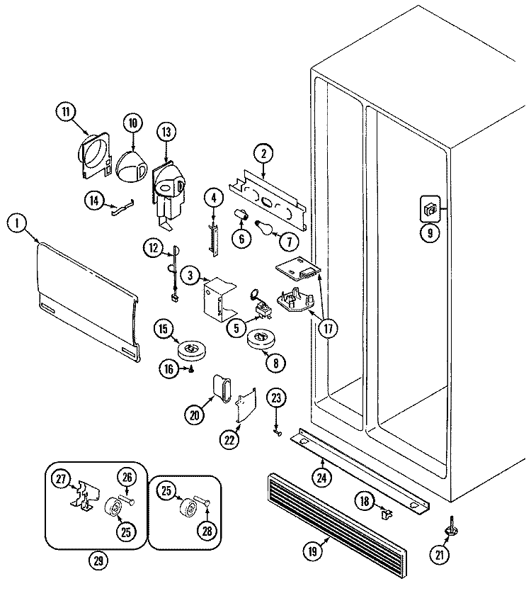 FRESH FOOD COMPARTMENT Diagram and Parts List for RC202TAV  Magic Chef Refrigerator