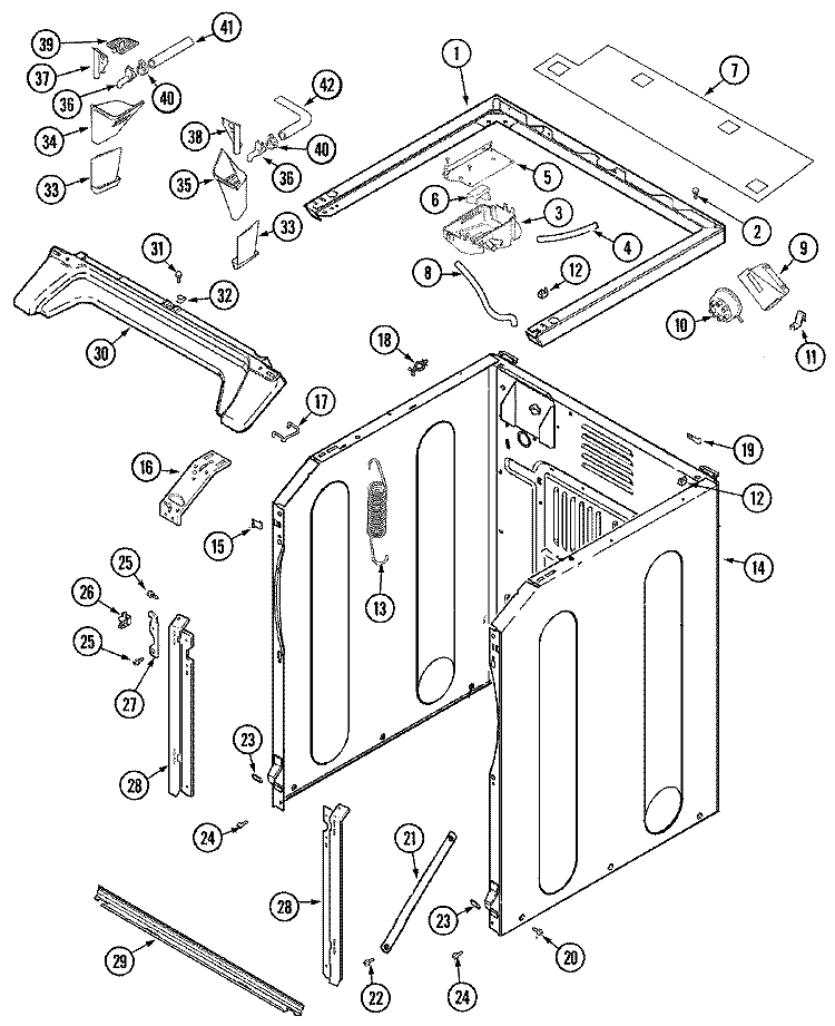 CABINET - FRONT (WASHER) Diagram and Parts List for MHW2000AWW  Maytag Washer Dryer Combo