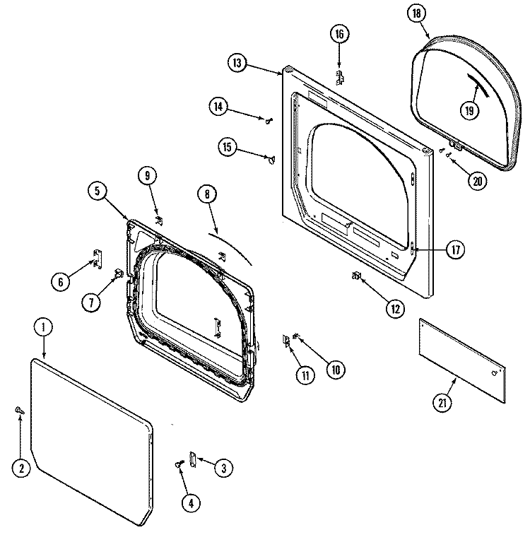 DOOR (DRYER) Diagram and Parts List for MHW2000AWW  Maytag Washer Dryer Combo