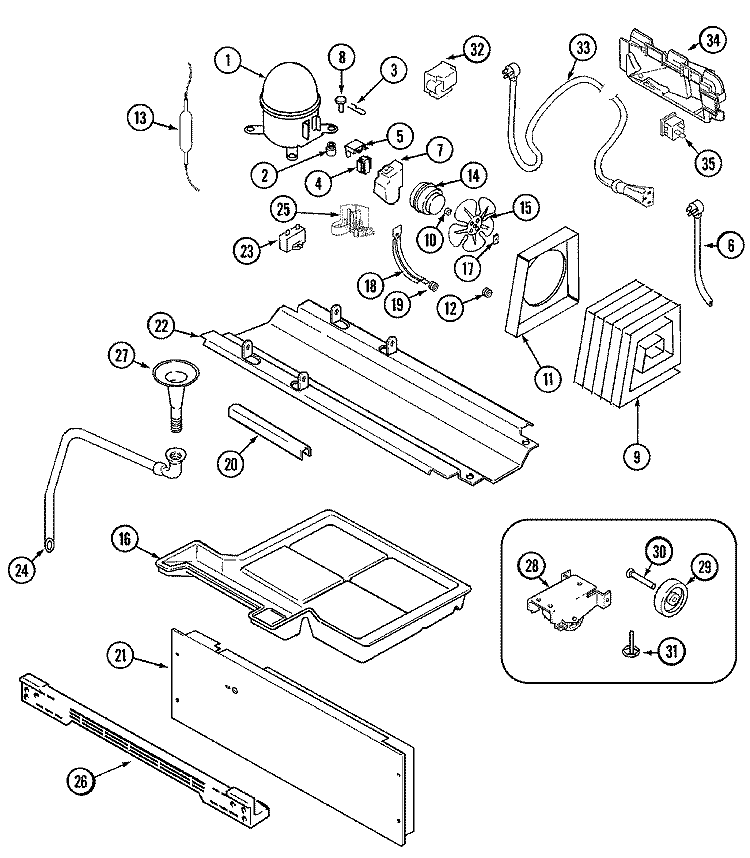 COMPRESSOR Diagram and Parts List for GS2121SDEW  Maytag Refrigerator