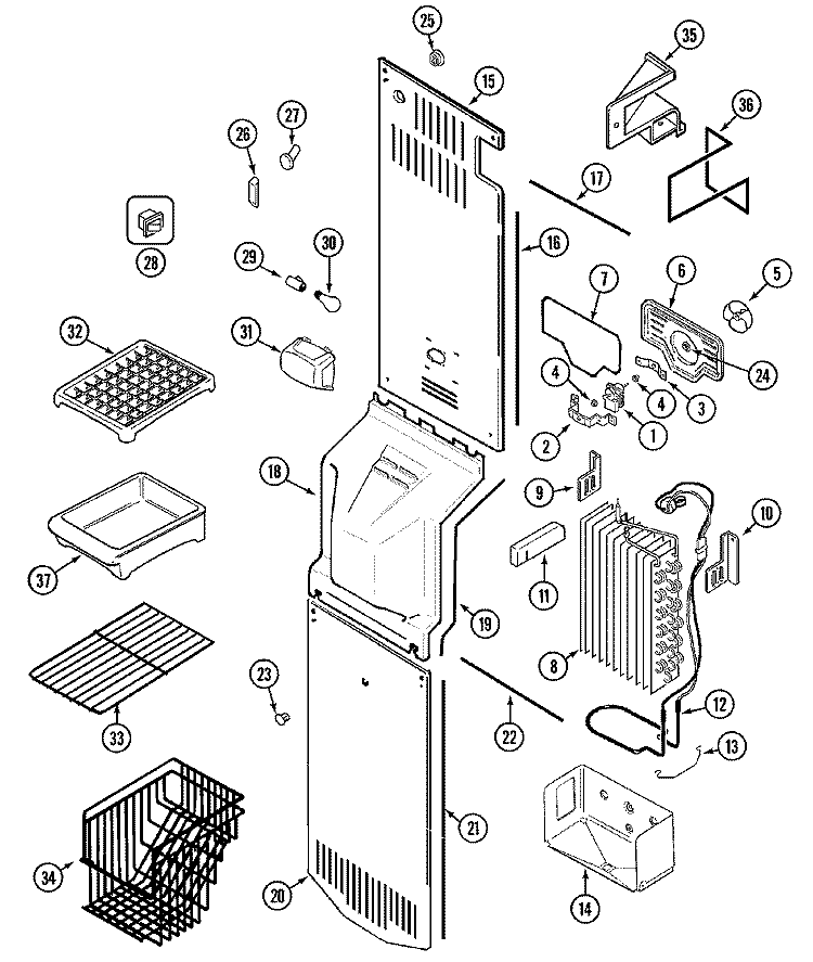 FREEZER COMPARTMENT Diagram and Parts List for KGU5950BS  Maytag Refrigerator