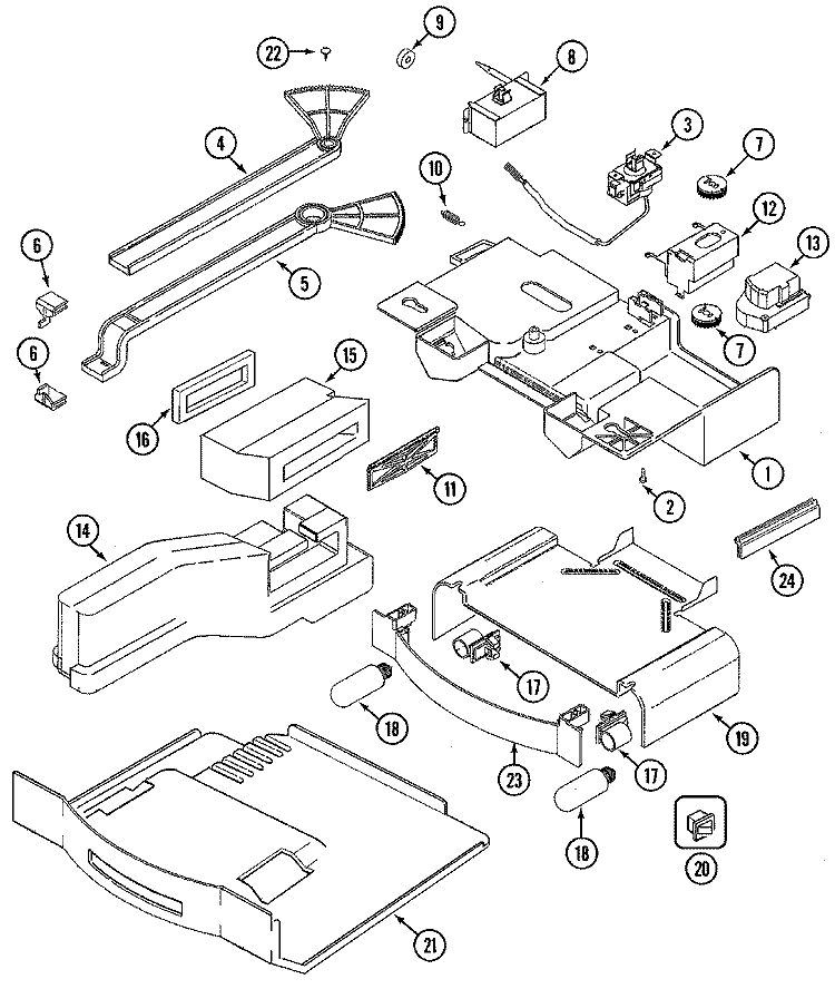 CONTROLS Diagram and Parts List for TRIS245FBW  Maytag Refrigerator