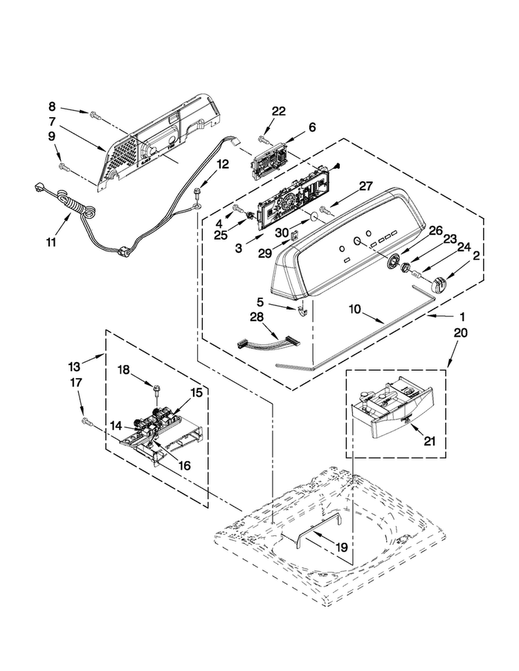 Console And Dispenser Parts Diagram and Parts List for 7MMVWX700XL2  Maytag Washer