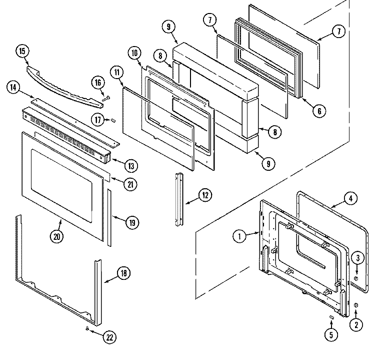 DOOR Diagram and Parts List for MEP5770AAW  Maytag Range