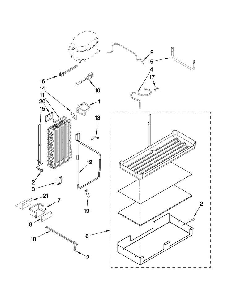 Lower Unit And Tube Parts Diagram and Parts List for JS48SEDUEA02  Jenn-Air Refrigerator