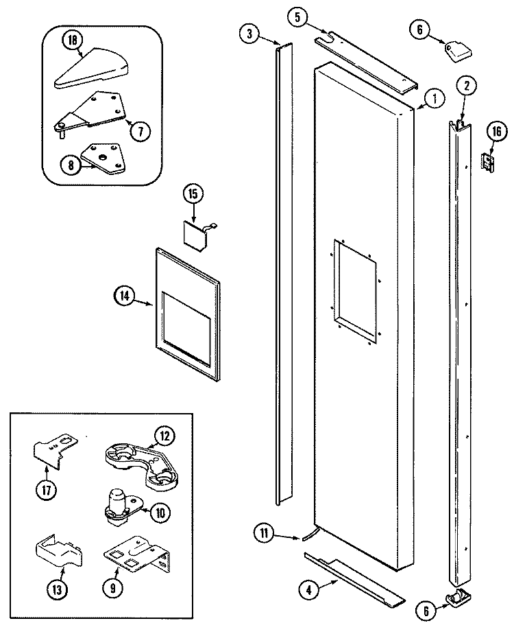 FREEZER OUTER DOOR Diagram and Parts List for JSD2789ATW  Jenn-Air Refrigerator
