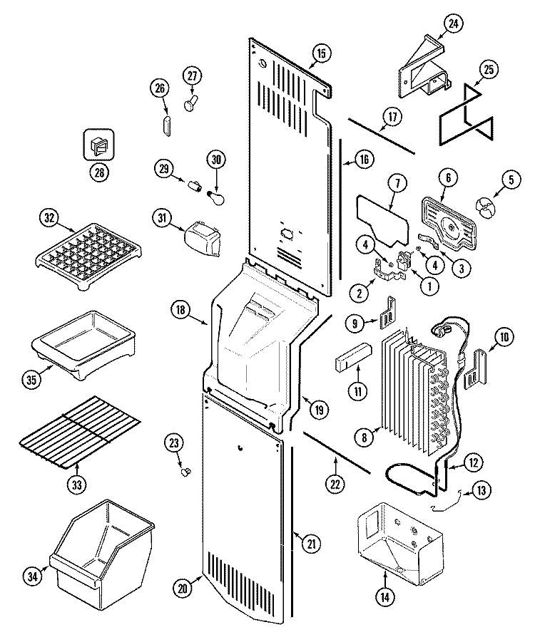 FREEZER COMPARTMENT (BISQUE) Diagram and Parts List for GS2112PXDQ  Crosley Refrigerator
