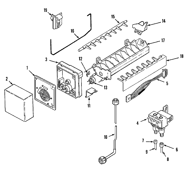 ICE MAKER Diagram and Parts List for KGU57990KD  Maytag Refrigerator