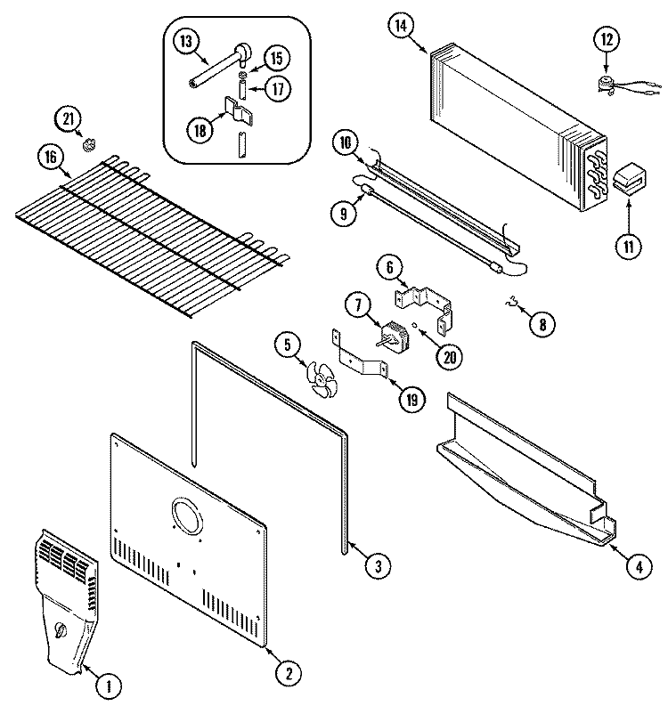 FREEZER COMPARTMENT Diagram and Parts List for ATF1910DRA  Admiral Refrigerator