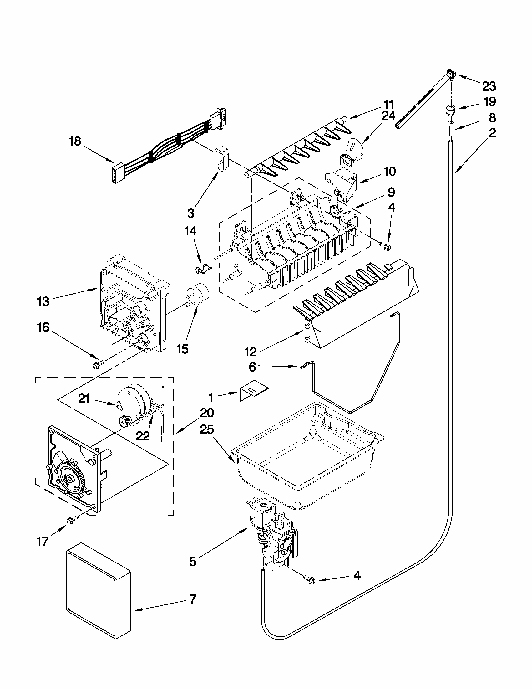 Icemaker Parts Diagram and Parts List for G37026FEAS6  Maytag Refrigerator