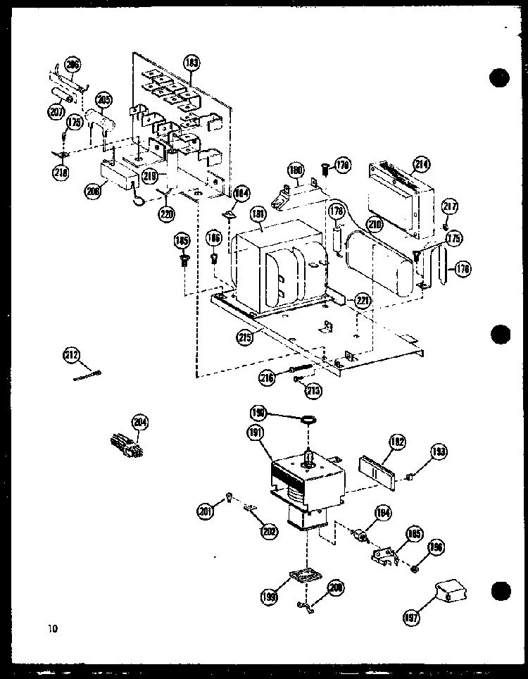 Transformer/magnetron Diagram and Parts List for RR P72110-6M Amana Microwave