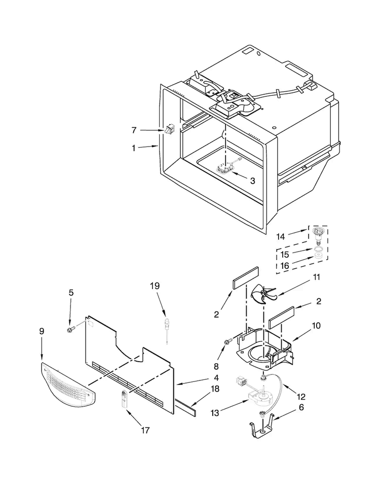 Freezer Liner Parts Diagram and Parts List for MFT2778EEZ00  Maytag Refrigerator