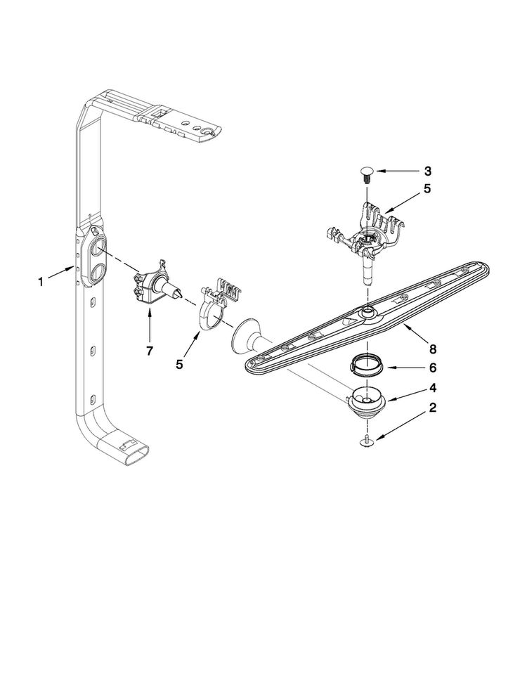 Upper Wash And Rinse Parts Diagram and Parts List for ADB1400AWD4  Amana Dishwasher