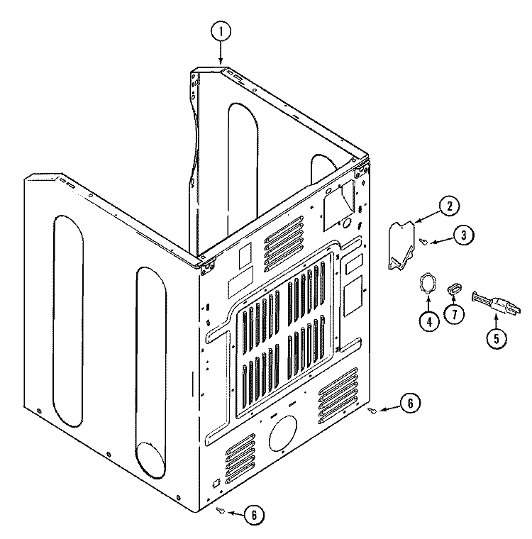 CABINET - REAR (MDE) Diagram and Parts List for MDE9557AYA  Maytag Dryer