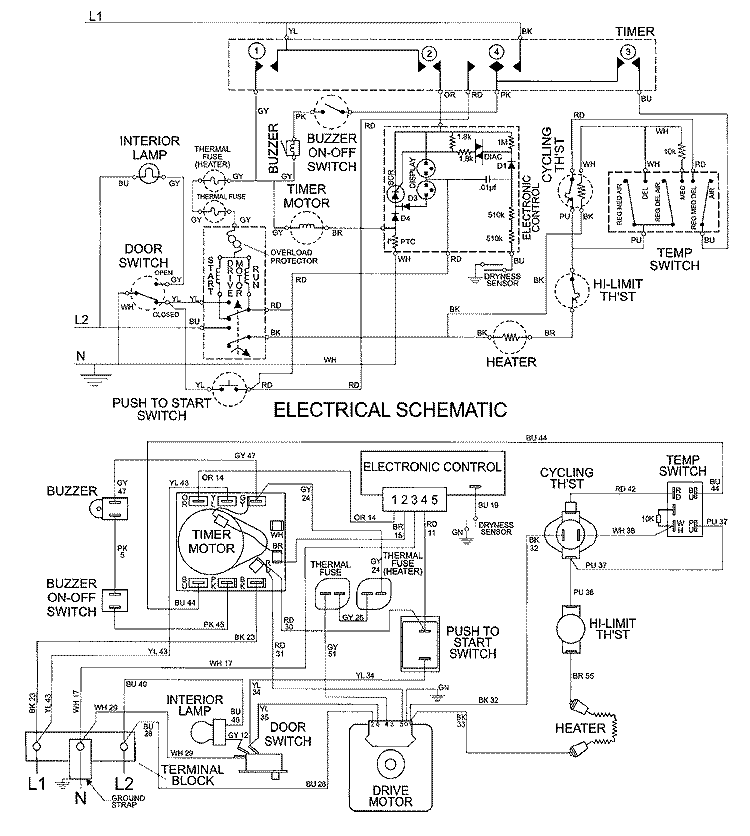 WIRING INFORMATION Diagram and Parts List for MDE3500AYW  Maytag Dryer