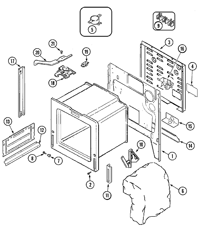 BODY Diagram and Parts List for CES3760AAW  Magic Chef Range